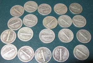 lot 314 image: 20 Mercury Silver Dimes