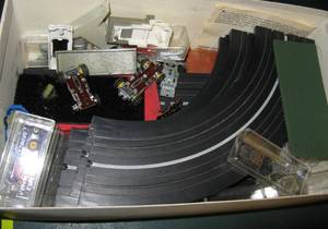 lot 360 image: Lot of HO Slot Cars and Tracks, As Is