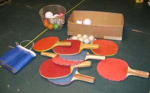lot 373 image: Folding Ping Pong Table, Paddles, Balls, etc.