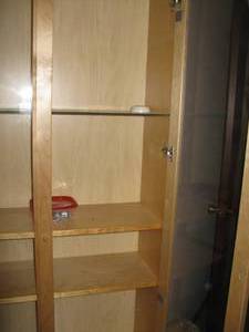 lot 380 image: IKEA Glass Front Cabinet w Shelves 