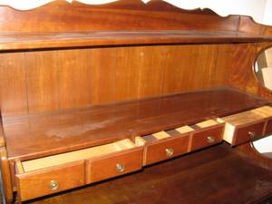 lot 26 image: Vintage Dining Room Mahogany Hutch w Drawers