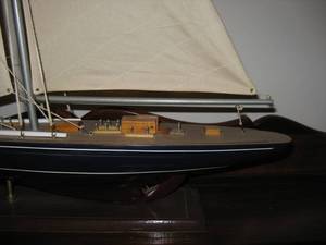 lot 27 image: Wood and Fabric Model Sailing Ship OMalley