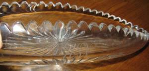 lot 30 image: Antique USN Engraved Cut Glass Serving Bowl 