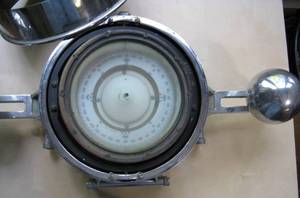 lot 82 image: Binnacle Compass in Chromed Case - WWII Admirals Barge