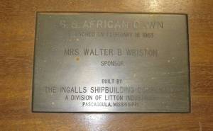 lot 87 image: Ship Launching Bottle in Wooden Case - SS Africa Dawn1963