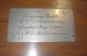 lot 96 image: Christening Bottle in Case with Paperwork - SS Samsoaring 1944