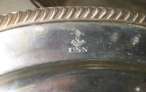 lot 105 image: Lot of 5 WWII Era US Navy Silverplate Serving Pieces, one marked, and Newer Silverplate Bowl