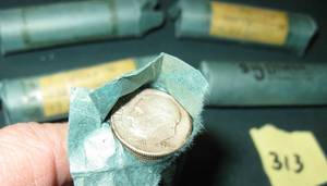 lot 313 image: 5 Rolls of Roosevelt Silver Dimes, 1963-1964