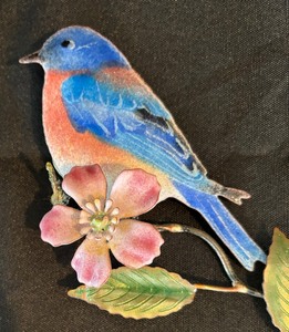 lot 56 image: Pair of Bovano Enamel Decorative Bird Wall Hangings