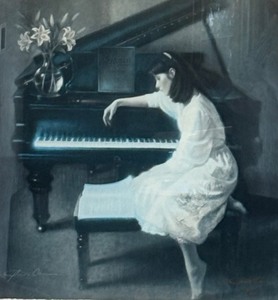 lot 73 image: Framed Melancholic Pianist Limited Edition Print by Robert Olson