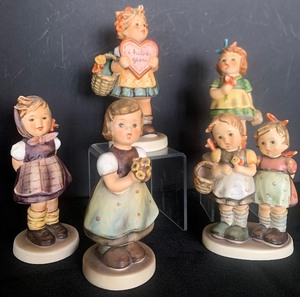 lot 100 image: Five Vintage Hummel Figurines including Grandmas Girl and More