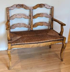 lot 2 image: French Country Style Rush Seat Bench
