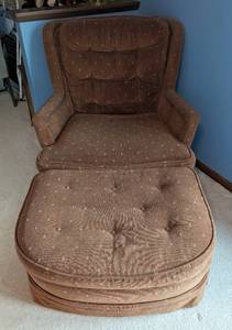lot 159 image: Vintage Brown Armchair and Ottoman