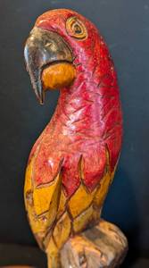 lot 194 image: Carved Wood Parrot and Fish