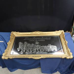 lot 17 image: LARGE FRAMED BUDWEISER MIRROR
