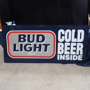 lot 18 image: BIG ALUMINUM BUD LIGHT SIGN