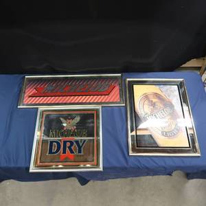 lot 21 image: SET OF 3 MICHELOB FRAMED MIRRORS