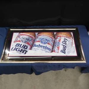 lot 22 image: LARGE BUDWEISER FRAMED MIRROR