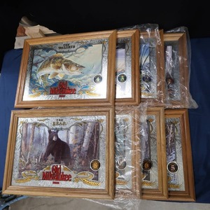 lot 25 image: OLD MILAUKEE MIRRORS COMPLETE SET OF 8 WILDLIFE SERIES #1-#8