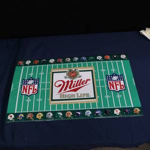 lot 42 image: VINTAGE RARE MILLER HIGH LIFE SIGN NFL FOOTBALL FIELD