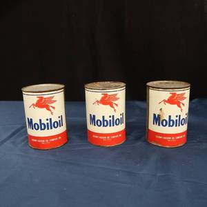 lot 51 image: 3 MOBILOIL UNOPENED CANS