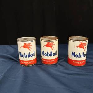 lot 52 image: 3 MOBILOIL UNOPENED CANS