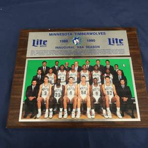 lot 78 image: MINNESOTA TIMBERWOLVES 1989-1990 TEAM PLAQUE