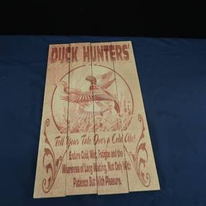 lot 79 image: DUCK HUNTERS WOODEN SIGN