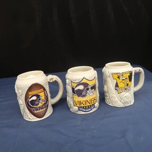 lot 83 image: 3 UNIQUE MINNESOTA VIKINGS STEINS