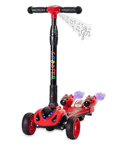 New GlareWheel Kids Smoking Rocket Foldable Kick Scooter in Red
