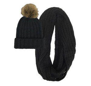 New Rampage Womens 2-Pc. Chunky Knit Beanie and Infinity Scarf Set