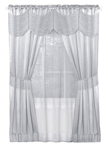 New Halley 56 x 84 6-Pc. One-Rod Drapery Set - Silver