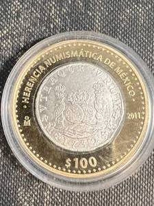 2011 MEXICO $100 PESO 1732 PILLAR DOLLAR BI-METAL