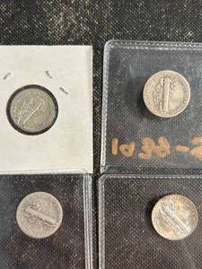 4 US MERCURY DIMES 1927 1939-D 1939-S 1942