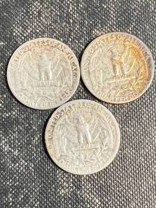 3 US WASHINGTON QUARTERS 1952P-D-S