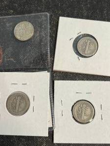 4 US MERCURY DIMES 1916 1919 1924-S 1939