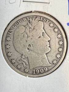 1909 US BARBER HALF DOLLAR