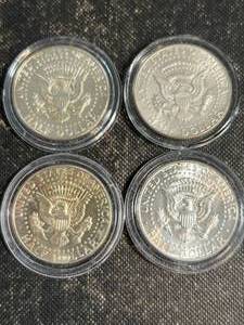 4 US KENNEDY 40% SILVER HALF DOLLARS 1965-1968 IN AIRTITES