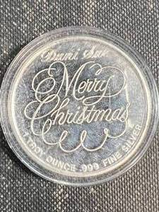 1 TROY OZ .999 FINE SILVER MERRY CHRISTMAS ROUND