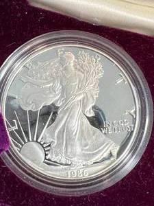 1986 PROOF AMERICAN SILVER EAGLE 1 TROY OZ .999 FINE SILVER
