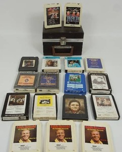 lot 14 image: Vintage 8-Track Music Collection with Storage Case...
