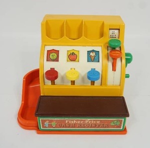 lot 15 image: Vintage Childrens Toys...The Original Fischer Price Cash Register Crank Open wBell.
