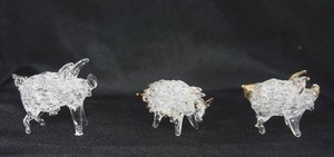 lot 35 image: (3) Vintage Blown Art Glass Miniature Figures...