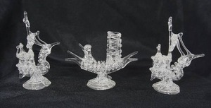 lot 37 image: (3) Vintage Blown Art Glass Miniature Figures...