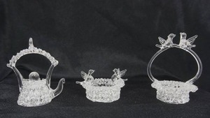 lot 40 image: (3) Vintage Blown Art Glass Miniature Figures...
