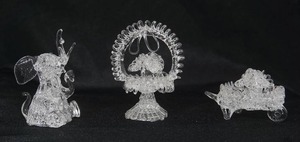 lot 41 image: (3) Vintage Blown Art Glass Miniature Figures...