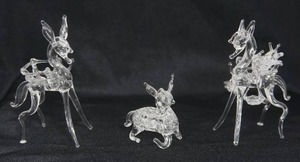 lot 42 image: (3) Vintage Blown Art Glass Miniature Figures...