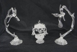 lot 43 image: (3) Vintage Blown Art Glass Miniature Figures...