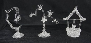 lot 45 image: (3) Vintage Blown Art Glass Miniature Figures...