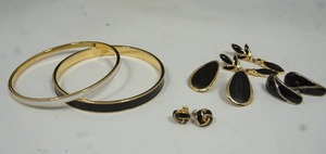 lot 56 image: Monet Gold Bracelets wBlack and White -Tafari Black & Gold Earrings